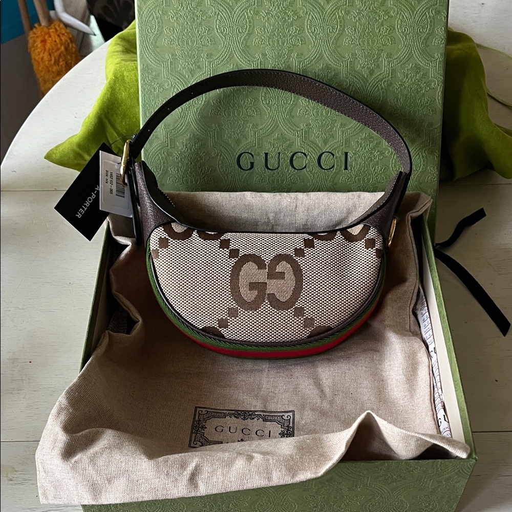 Gucci Beige and Brown Mini Canvas Shoulder Bag